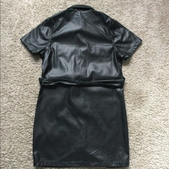 Faux Leather Button Down Dress - Picture 8 of 16